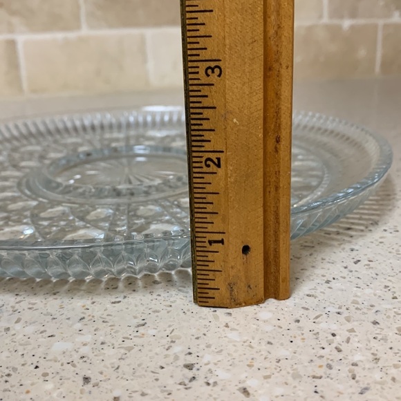 Indiana Glass Co - Clear Glass Button & Cane Serving Bowl and Platter -Set/Lot - Picture 5 of 10